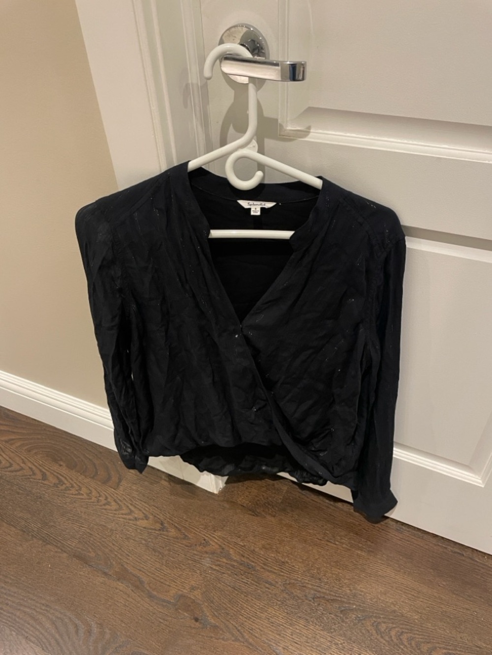 Splendid Navy Wrap-Front V-Neck Blouse